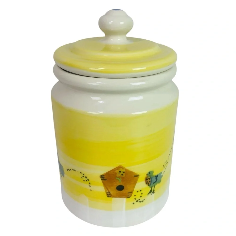 Hartstone Pottery Blue Bird Canister Cookie Jar 10“